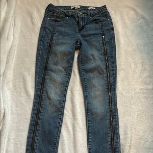 William Rast Women's Dark Blue Skinny Jeans with Zipper Accents